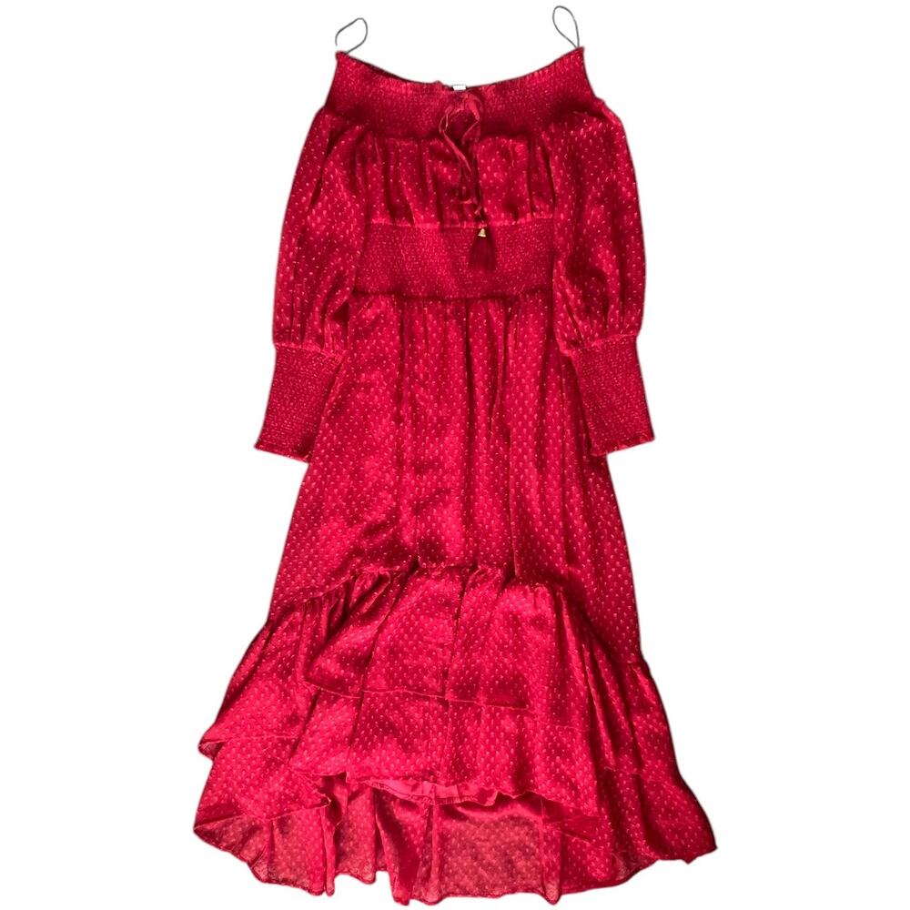 Chelsea & Violet Red Cold Shoulders Long Sleeve Maxi Dress, M